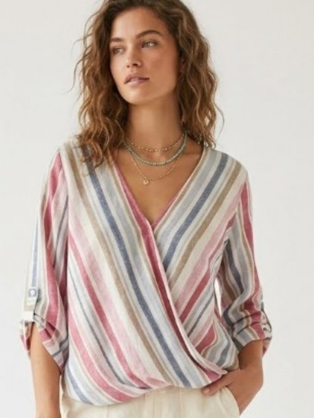 Flattering Fit Striped Blouse in Multicolor